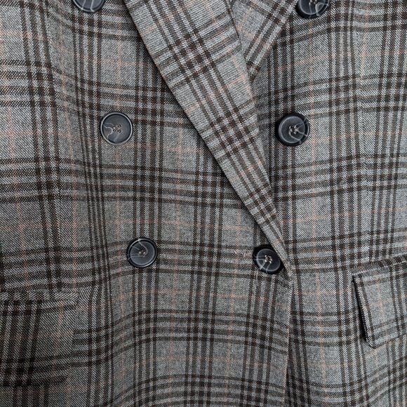 Free People Gray Tone Plaid Ashby Blazer Long Sleeve Double Breasted Size S - Picture 4 of 9